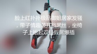 脸上红扑扑极品御姐居家发骚，带子情趣装开档黑丝，坐椅子上抬起双腿假屌爆插